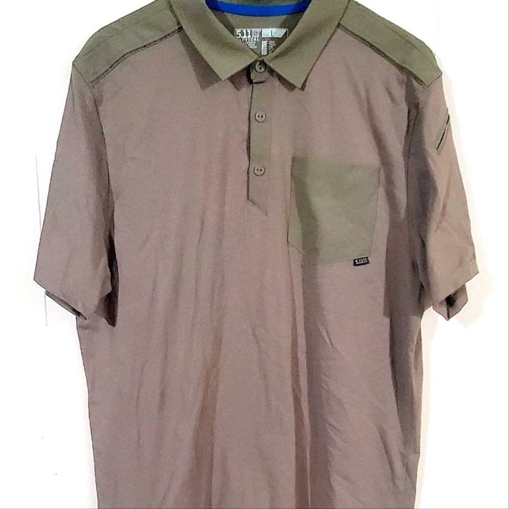 511 TACTICAL POLO SHIRT. MENS Sz:L LIKE NEW! TWO TONE. POCKET. SAMPLE STITCH.